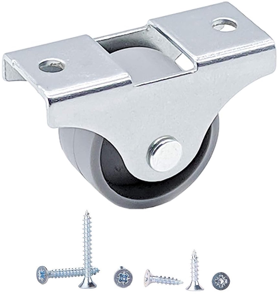 (Pack van 200 stuks) Zachte beweging 25 mm kunststof wielen eenrichtingswielen met montageplaten meubelwiel (200)
