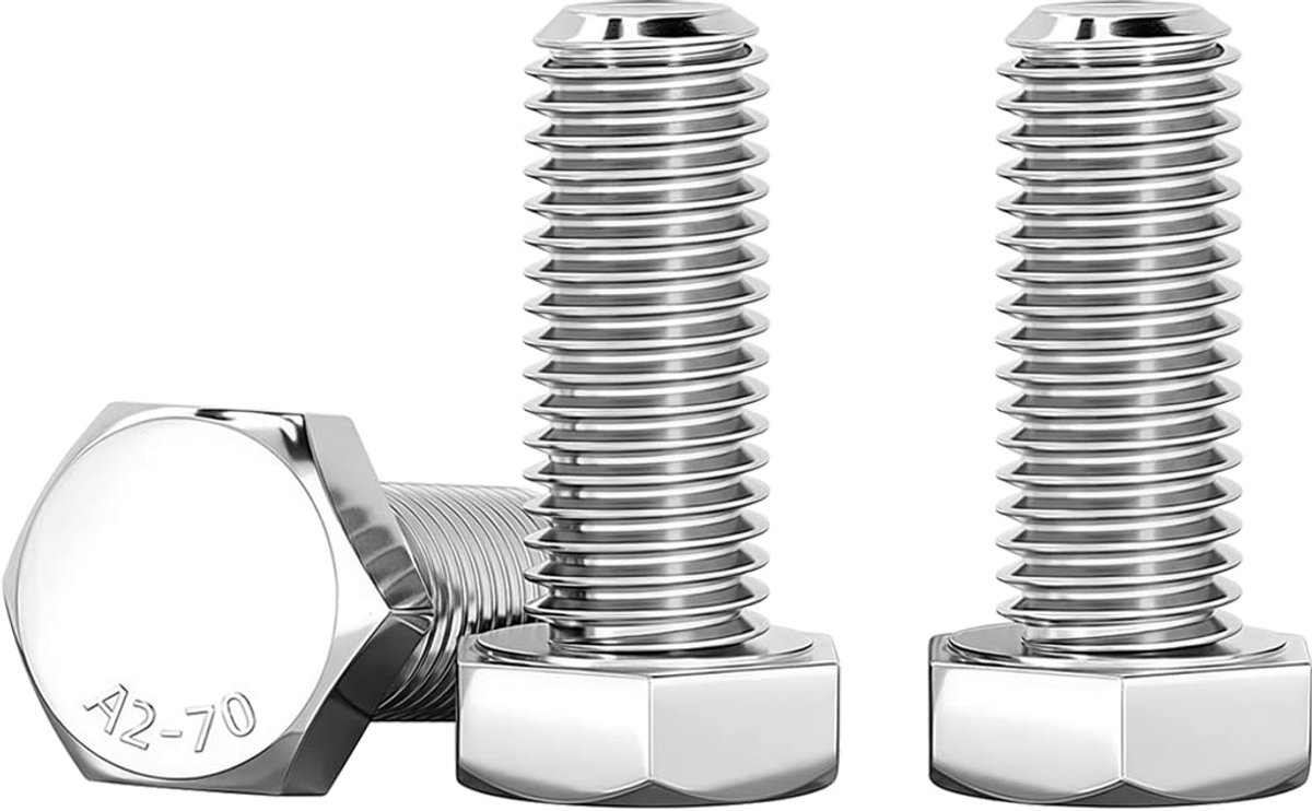 Zeskantschroeven M8 x 16 mm, 10 stuks metrische kopschroeven van zeer sterk staal, geschikt voor metaal, bouw, auto, machines
