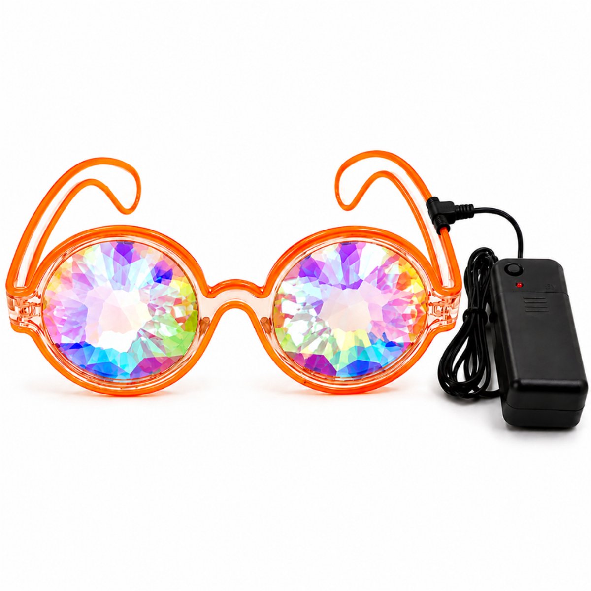 Doppler Prism Party Glasses – LED Kaleidoscoop Bril – Festival, Rave, Carnaval & Feest – Oranje