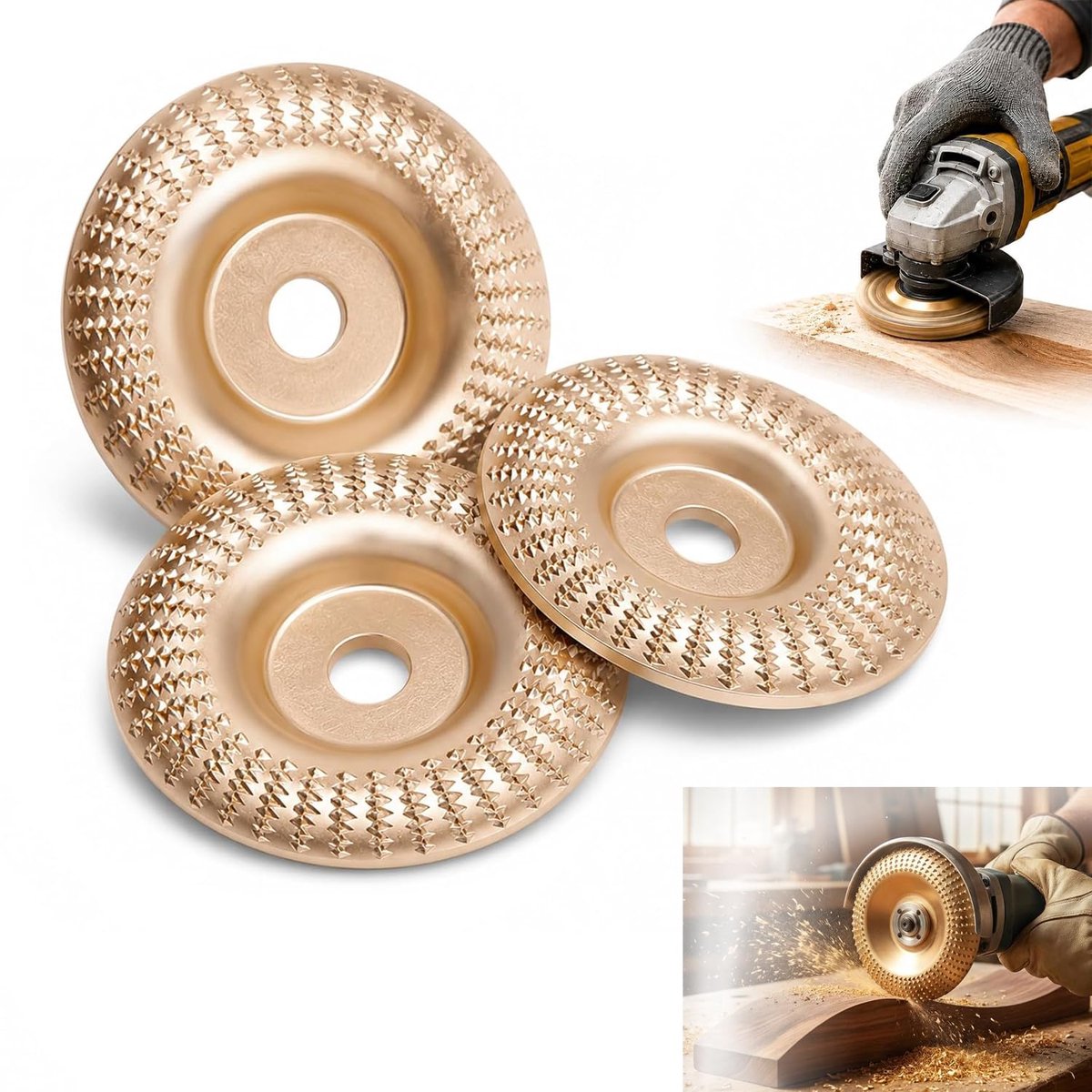 Slijpschijf hout 125/22mm - hardmetalen frees schijf - voor snijden en schuren - 3 stuks - ShopVlot