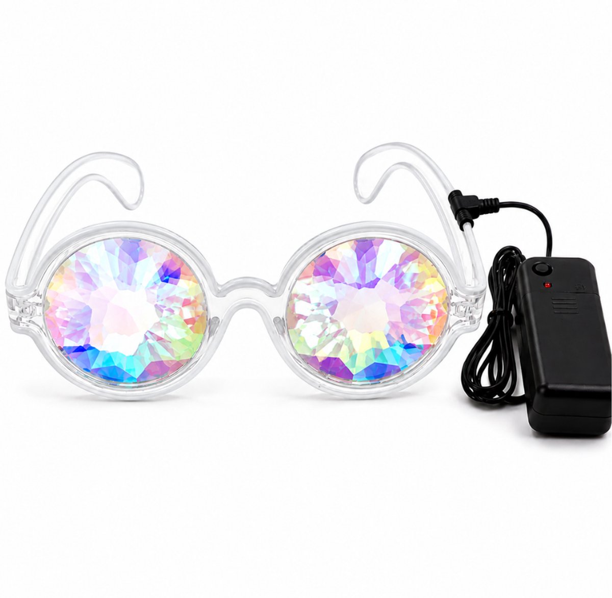 Doppler Prism Party Glasses – LED Kaleidoscoop Bril – Festival, Rave, Carnaval & Feest – Wit