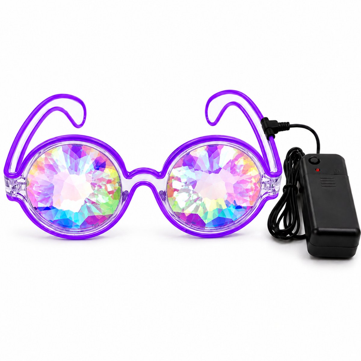 Doppler Prism Party Glasses – LED Kaleidoscoop Bril – Festival, Rave, Carnaval & Feest – Paars