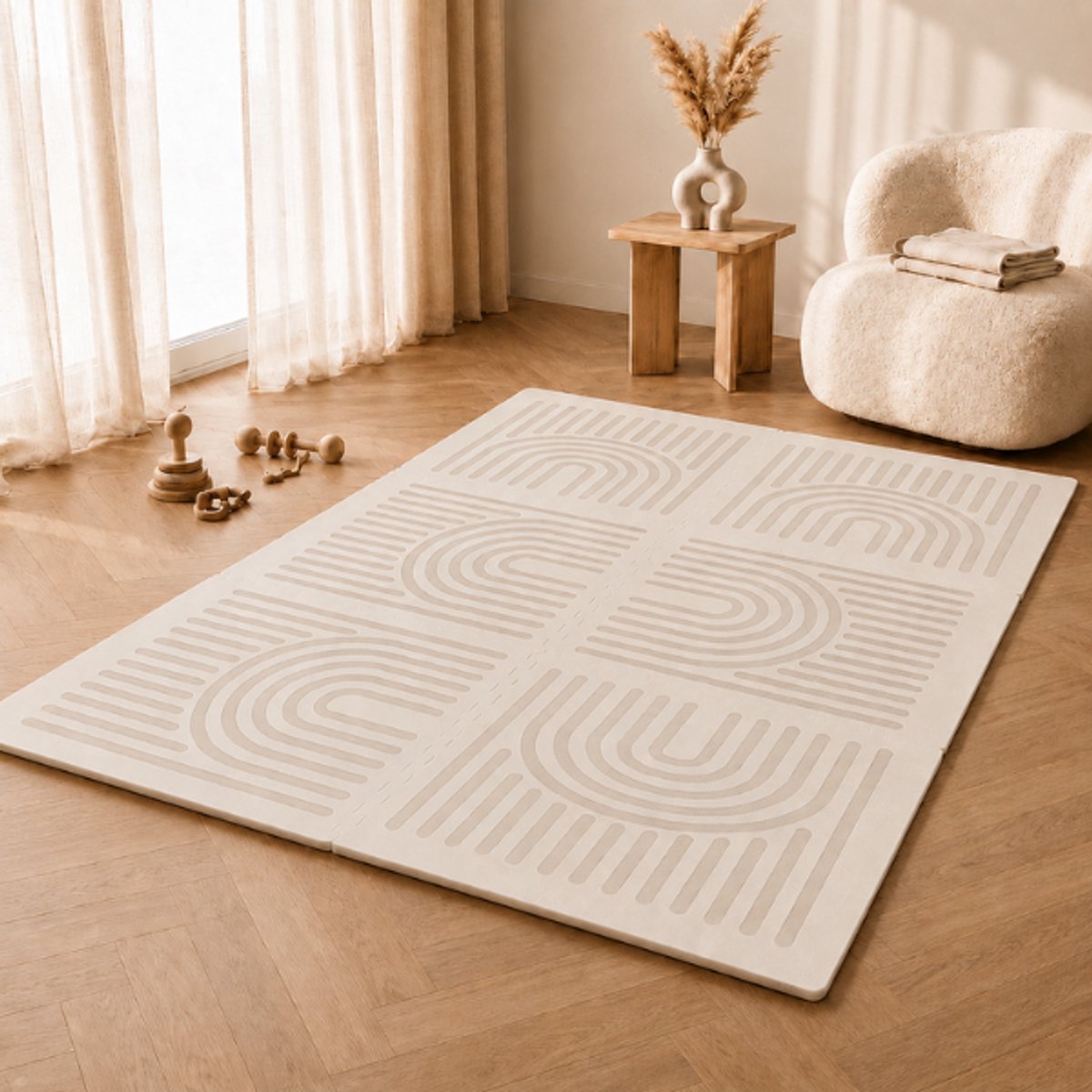 Broyari Speelmat Baby 120x180 cm - Beige EVA Foam Puzzelmat