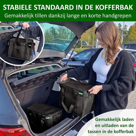 Koeltas Set 2 Stuks - Premium Opvouwbare Geïsoleerde Boodschappentassen met Versterkte Bodem - Grote Isolatietassen voor Boodschappen, Picknick, Camping en Dagjes Uit — afbeelding 4