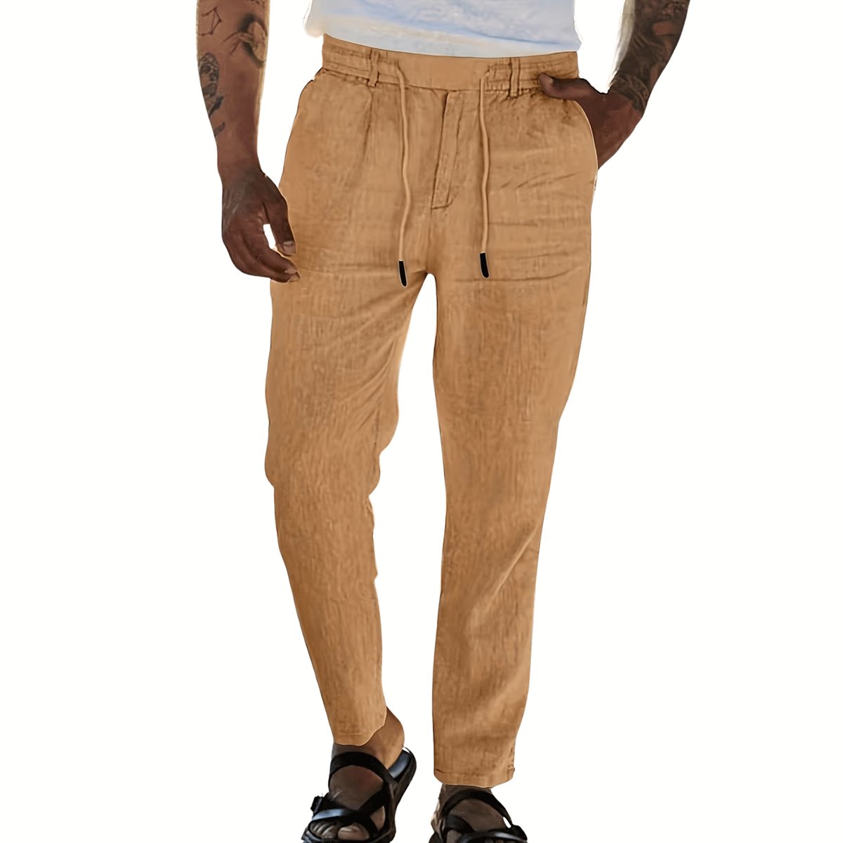 Currero Linnen Broek Heren - Zomerbroek - Volwassenen - Lange Broek - Pantalon - Strandbroek - Zomer - Ibiza Stijl - Khaki XL