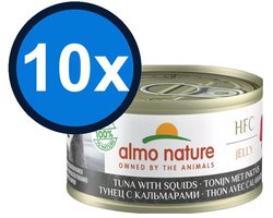 10x Almo Nature HFC Jelly - Tonijn & Inktvis - Kattenvoer Natvoer - 70g