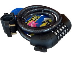 Combinatieslot met Kabel - Cijferslot Fiets - Eigendommen Beveiligen - Instelbare Vijfcijferige Code - 600 Gram - Zwart