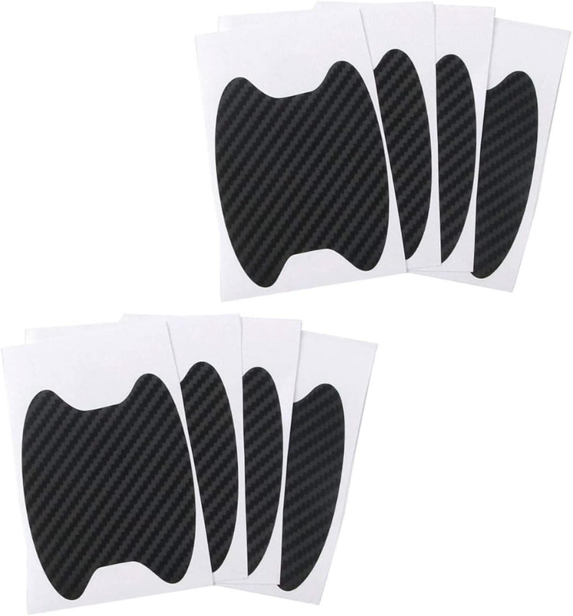 Universele 8-delige Beschermfolie voor Autodeurgrepen - Carbon Fiber Krasticker Zelfklevend Zwart 6.8 x 8.5 cm voor Maximale Bescherming tegen Schade