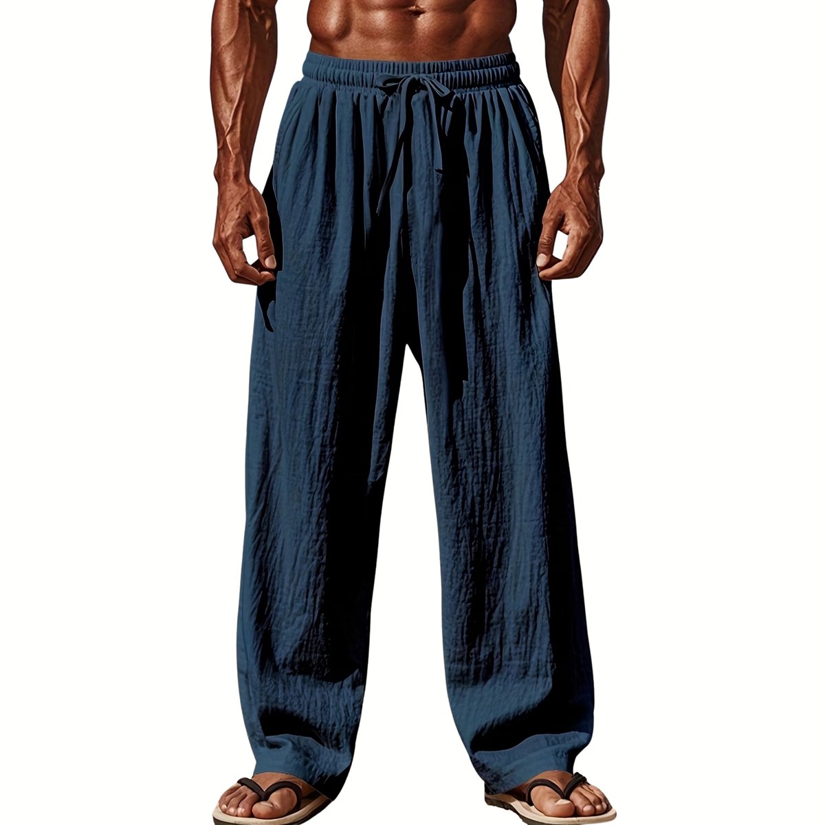 Currero Linnen Broek Heren - Zomerbroek - Volwassenen - Lange Broek - Pantalon - Strandbroek - Zomer - Ibiza Stijl - Marineblauw XL