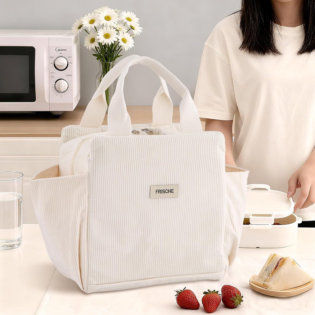 Isolatietas - Corduroy - Waterdicht en Onderhoudsvriendelijk - Ruime 12L Capaciteit - Voor Werk, School en Picknick