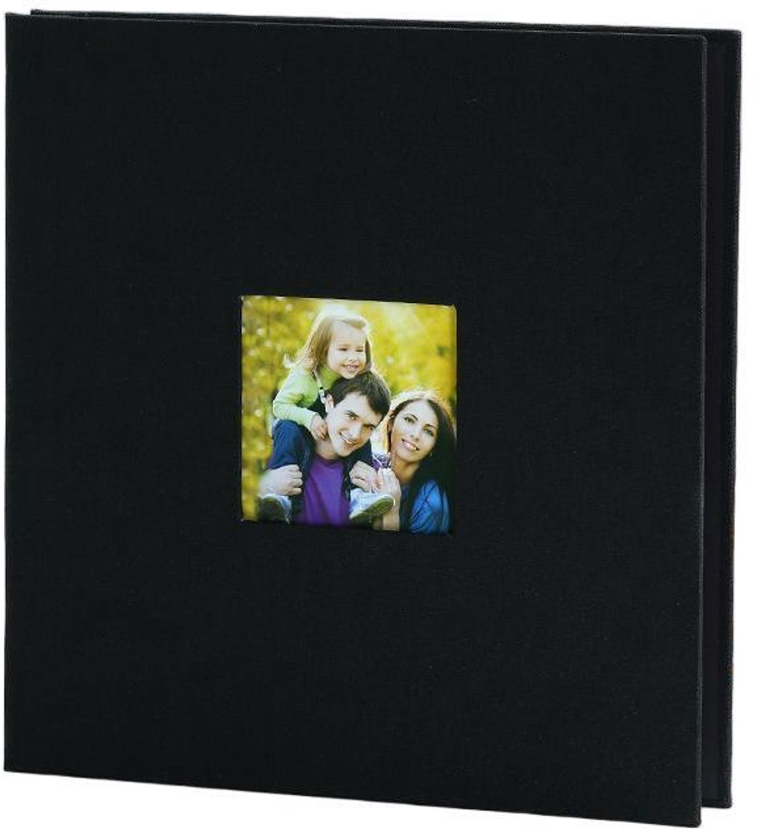 Groot zelfklevend fotoalbum – Geschikt voor foto's van 5 tot 10 inch – 40 blanco pagina's – Linnen kaft – Herinneringsalbum met transparant venster – Trouwalbum – zwart