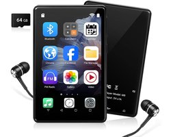 96GB MP3 Speler met Bluetooth en WiFi - Smart Muziekspeler met 4 Inch IPS Touchscreen - Spotify en Play Store Compatibel - 2000mAh Batterij - FM Radio - Voice Recorder - Inclusief Hoofdtelefoon - MP4 Video Speler