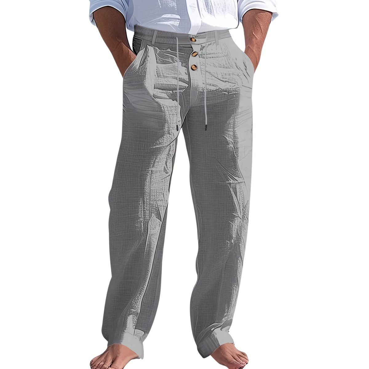 Currero Linnen Broek Heren - Zomerbroek - Volwassenen - Lange Broek - Pantalon - Strandbroek - Zomer - Ibiza Stijl - Grijs XXXL