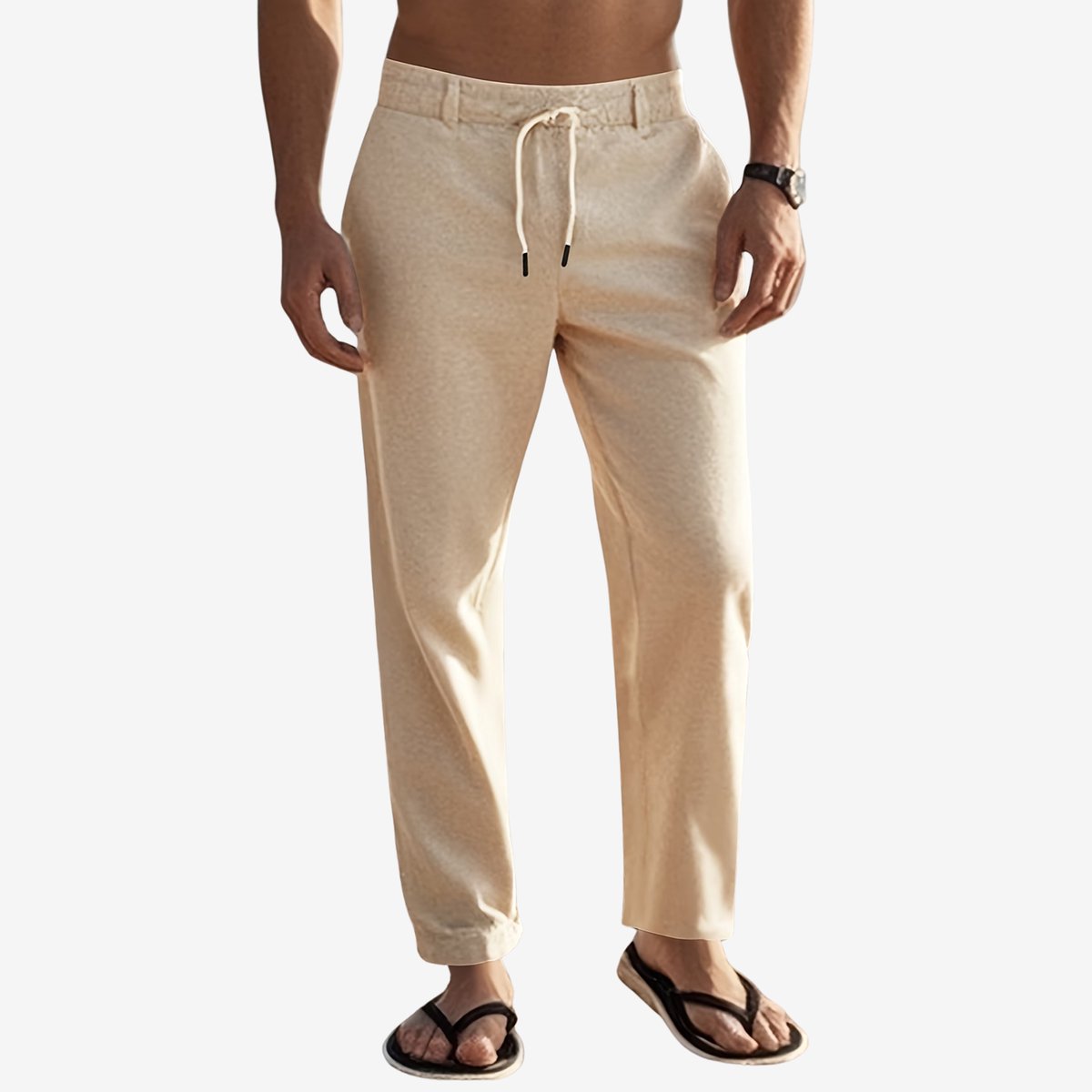 Currero Linnen Broek Heren - Zomerbroek - Volwassenen - Lange Broek - Pantalon - Strandbroek - Zomer - Ibiza Stijl - Khaki M