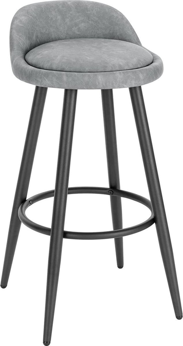 Saphly Barkrukken Set 69cm Grijs - Ergonomisch, Kleine rugleuning en Zithoogte 69cm - Voor Eetkamer, Keuken en Woonkamer