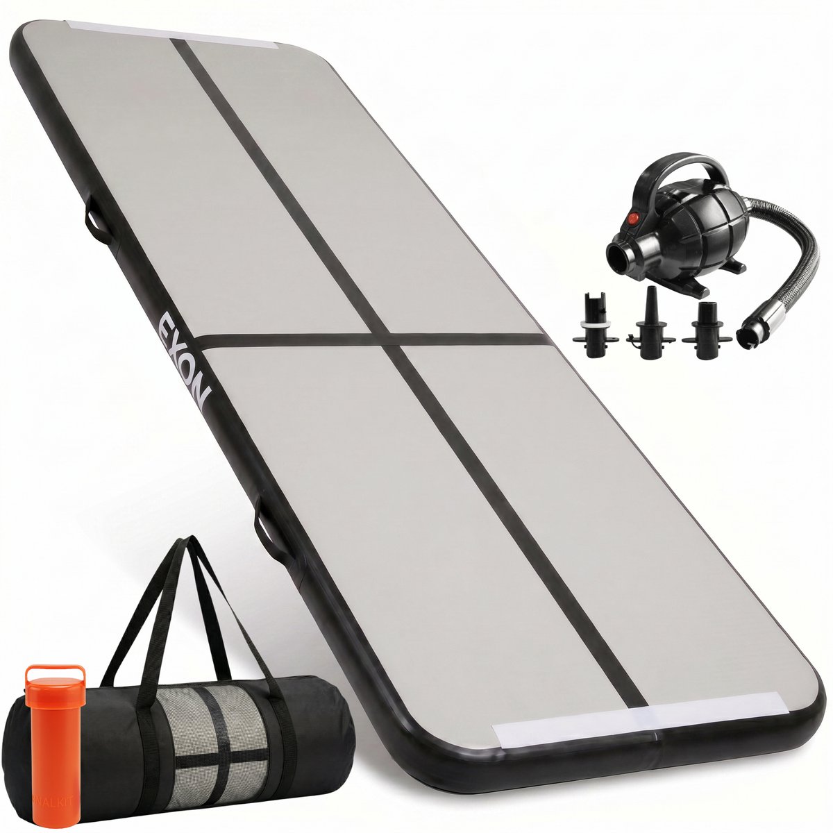 Exon® AirTrack Pro 3 Meter - Gymmat - 300x100x10 CM - Turnmat - Speelmat - Sporten & Spelen - Buiten & Binnen - Turnen - Waterproof - Incl. Elektrische Pomp - Zwart