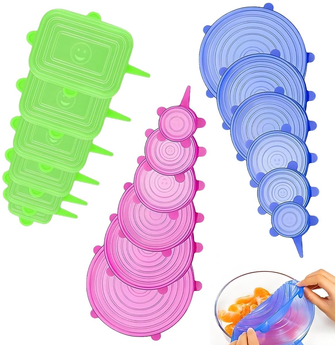 Dailygoods - 18 Stuks Uittrekkbare Silicone Deksels - Herbruikbaar en Multifunctioneel