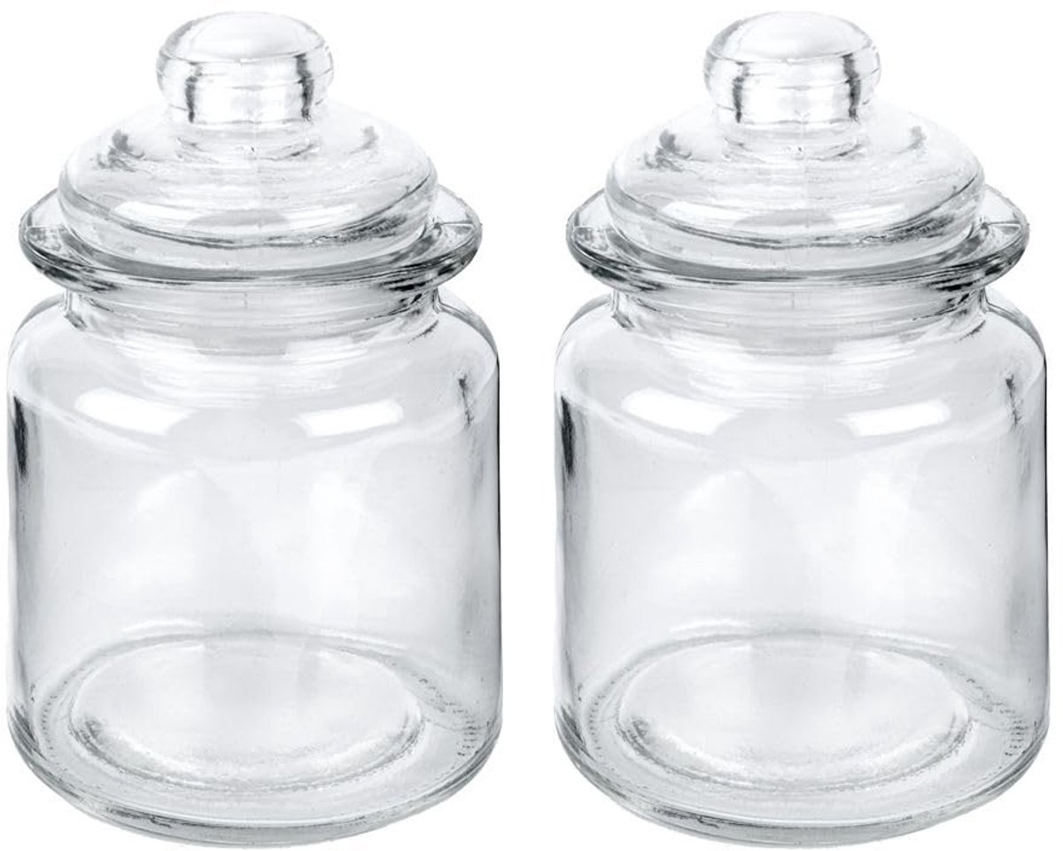 Dailygoods - Glazen Snoepjes met Luchtdicht Deksel, Set van 2 Stuks