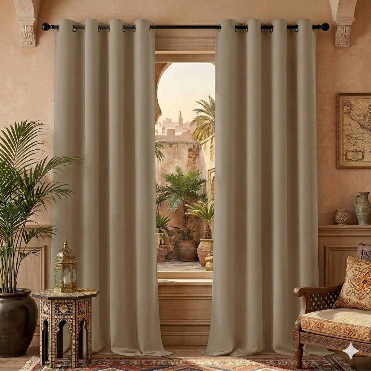 Maison Elara Gordijnen Verduisterend Taupe Ondoorzichtige Gordijnen met Oogjes voor Slaapkamer Woonkamer 117x229 cm 2 stuks