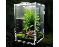 Acryl Terrarium 12 x 12 x 20 cm voor Reptielen en Amfibieën, Voedingsbox voor Kameleons, Sprinkhanen en Vissen