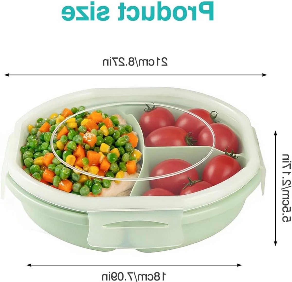 Bento Bowl Set van 2, 3 Compartimenten voor Gescheiden Opslag, Luchtdichte Box, BPA-vrij en Magnetronbestendig Etenservaring