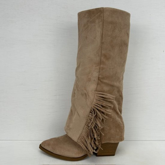 Trendy cowboylaarzen met flap en franjes khaki Khaki / 41