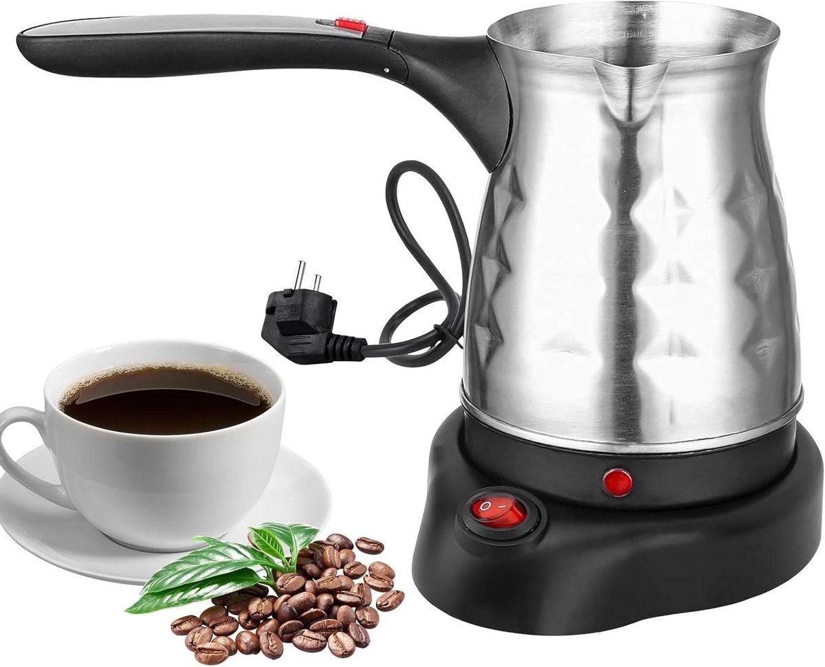 Koffiezetapparaat Met Handvat - Elektrische Koffiepot - Traditioneel Koffie Zetten - Snel Opwarmend - 500 ml - Zilver