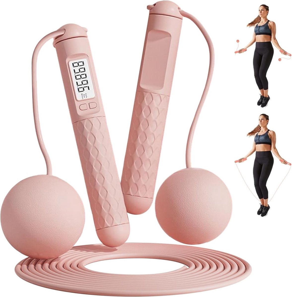Draadloze Springtouw met Telmechanisme, Verstelbare Snelheid en Antislip Handvat voor Effectieve Cardio en Fitnesstraining