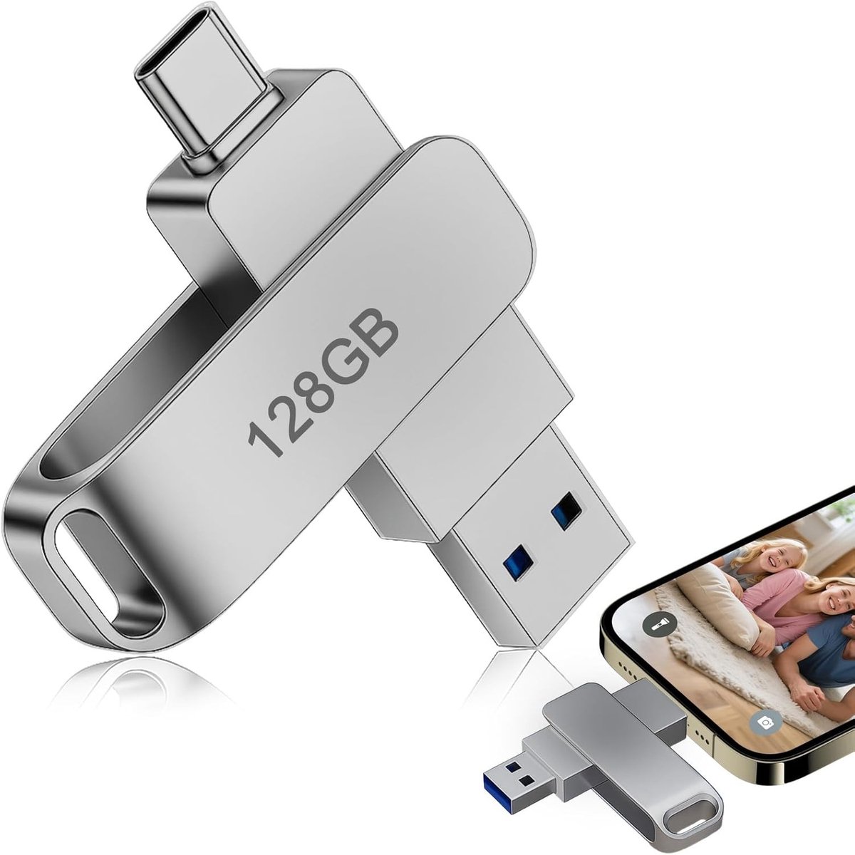 128GB USB C Stick Geheugenstick Dual 2 In 1 Type C en USB 3.0, Hoge Snelheid Flash Drive voor Foto's, Externe Opslag voor iPhone 15, Android, PC en Laptop