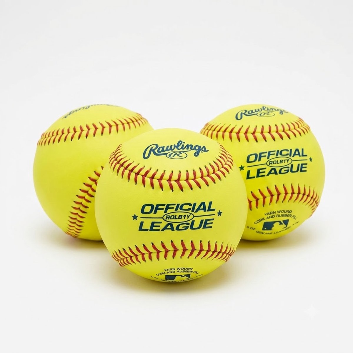 Rawlings - MLB - Leren Honkbal - Optic Yellow - Wedstrijd Honkbal - Trainings Honkbal (Geel)-3 STUKS