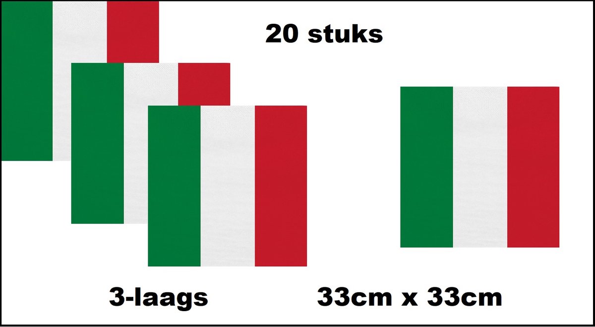 20x Servetten Italie 33cm x 33cm - 3 laags - Italie Diner servet landen knoeien