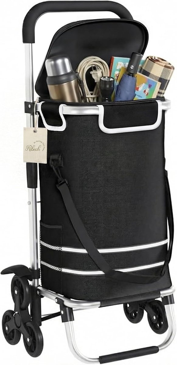 SnelShoppen - Inklapbare Boodschappentrolley 56L met Koelvak | 3in1 Vouwkar als Kruiwagen & Draagtas | Stevig Aluminium Frame | Belastbaar tot 40kg |