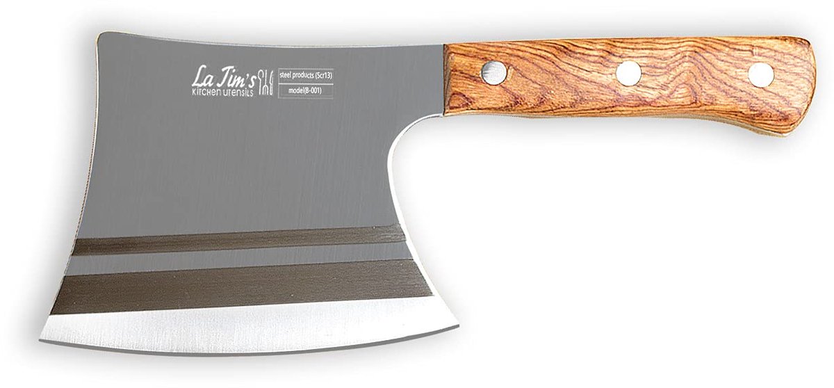 SnelShoppen - Hakmes 0,9 kg met Handgesmeed Koolstofstaal, Slagersmes voor Botten Hakken, Massief Houten Handvat voor Keuken en BBQ