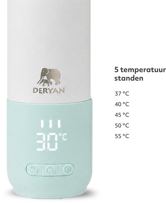 Deryan Draagbare Elektrische Flesverwarmer - Draadloos - Mint van Deryan — afbeelding 3