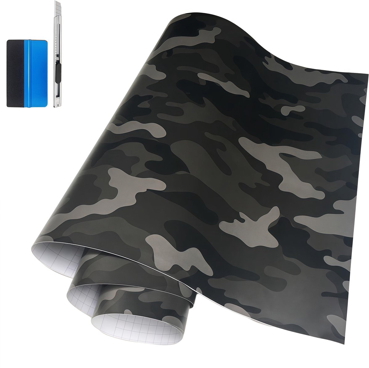 SnelShoppen - Camo Vinylfilm Camouflage Auto Wrap Film 50 cm x 150 cm voor Auto Styling, Fiets, Laptop, Scooter, Motorfiets - Zwart
