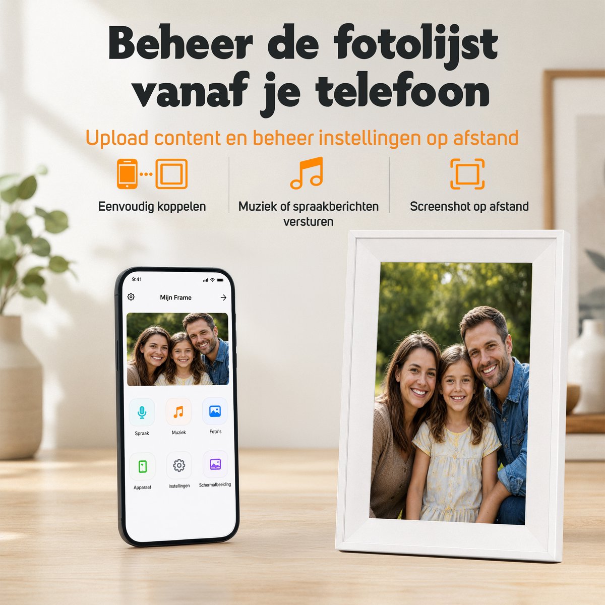 Digitale Kalender & Fotolijst met Touchscreen – 15,6 Inch – 1080P Full HD – 32GB – Zonder Abonnement – Gezinsplanner met Takenlijst, Maaltijdplanner & FotoCube App – Wand- en Bureaumontage thumbnail 4
