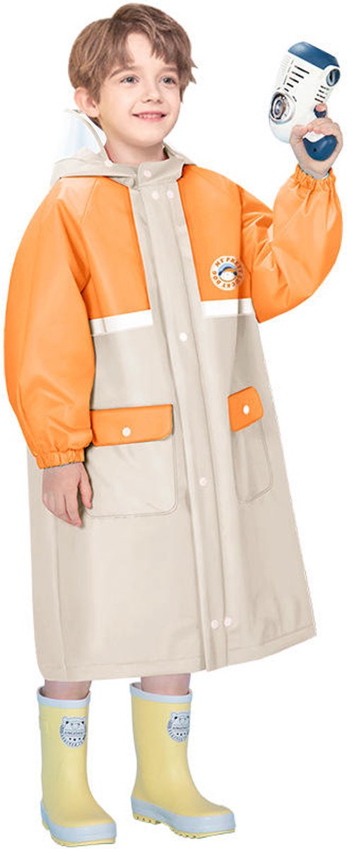 regenjas kind - Regenponcho - Premium Fietsponcho voor Dames & Heren - Premium Rainwear - Fietsponcho - Waterdicht & Ademend - ruime tasopening, reflectiestroken elastische manchetten en grote capuchon voor basisschool en middelbare scholieren