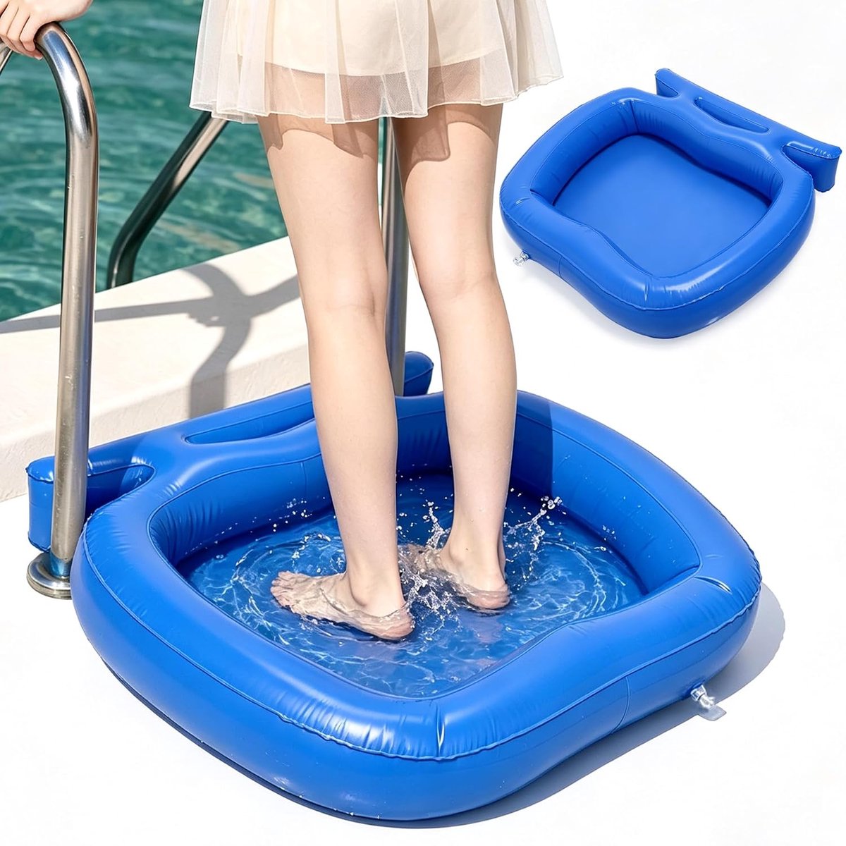 SnelShoppen - Opblaasbaar voetbad voor zwembad, opblaasbaar zwembad, voetenbad, instapbad, badkuip, spa, whirlpool, ideaal voor kinderen en tuin, 150x