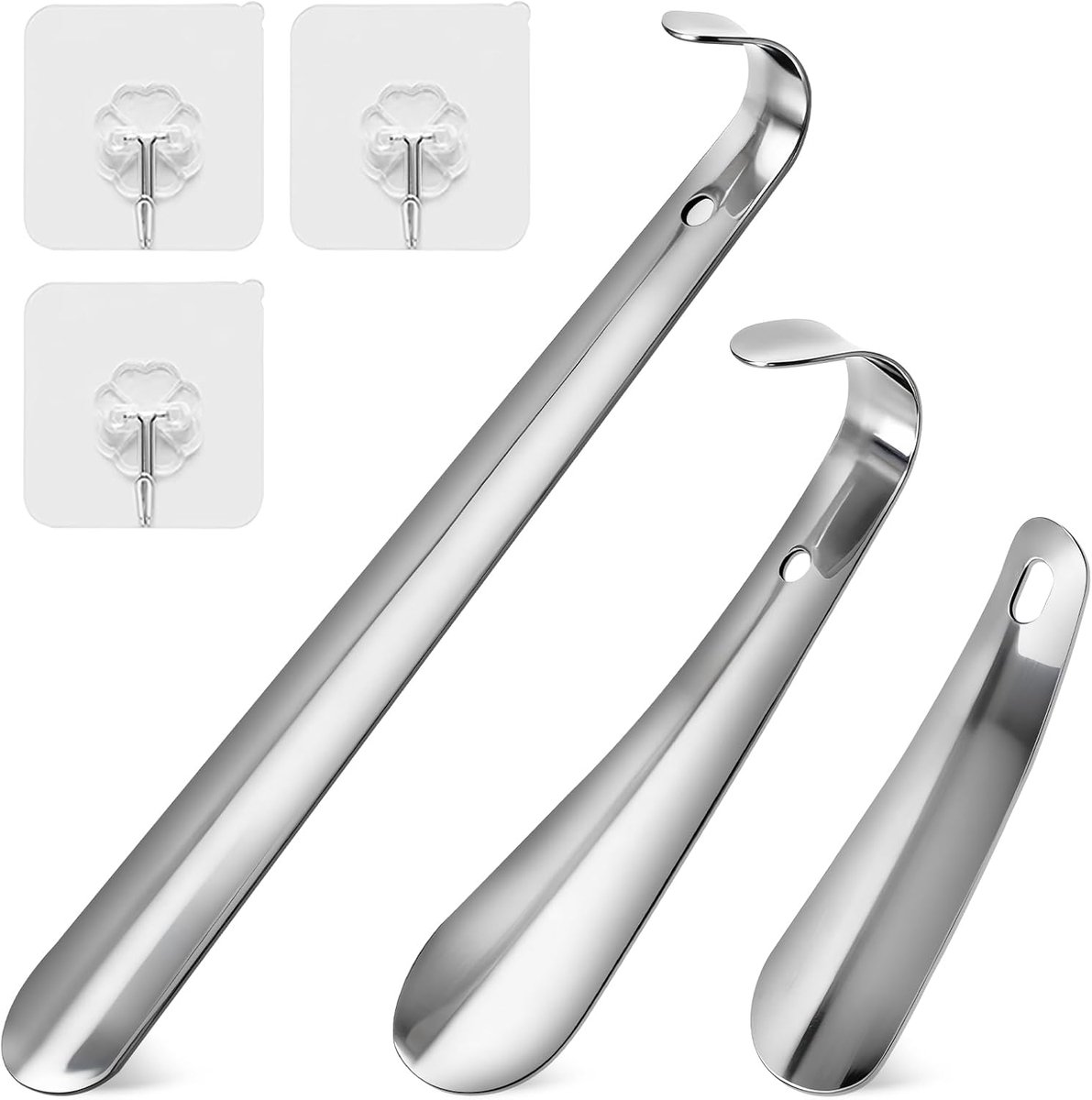 schoenlepel set 3 stuks - 11.8/6.3/10 cm - roestvrij staal - handig voor moeiteloos aan- en uittrekken - SnelShoppen