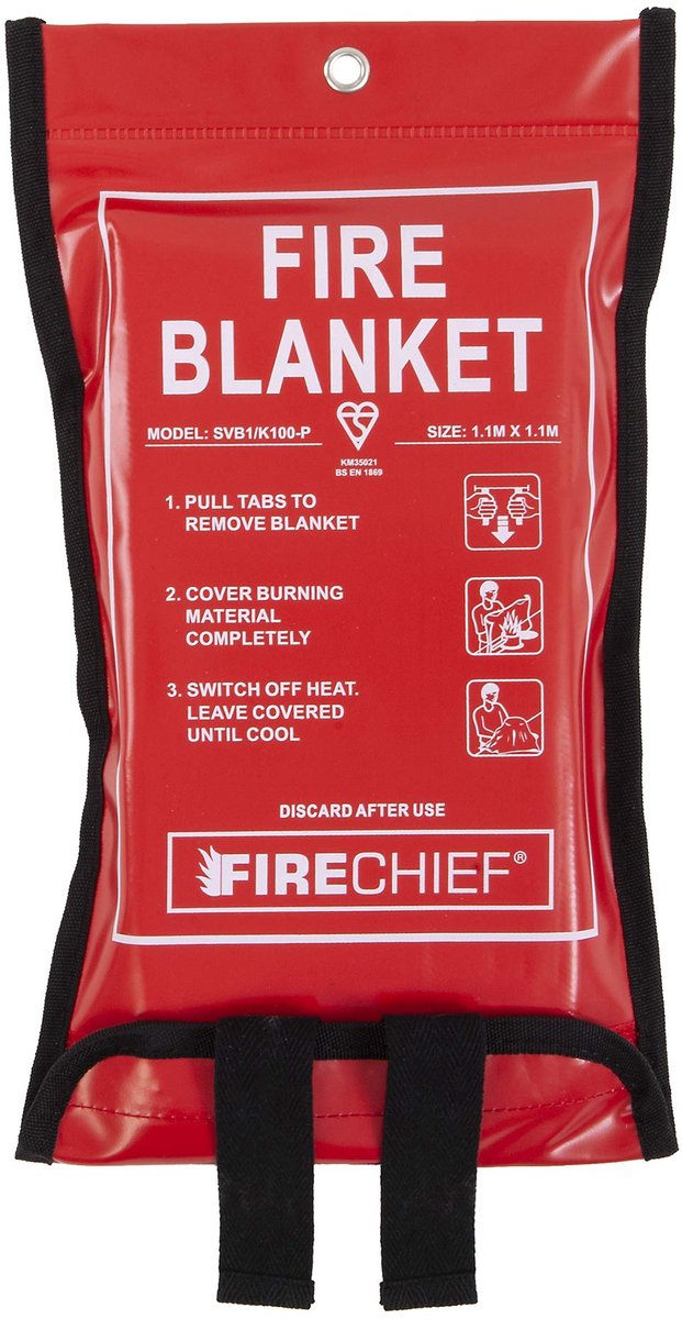 SnelShoppen - Premium Kitemarked Branddeken 1,1 m x 1,1 m - Kleine Branddeken voor Veiligheid in Keuken, Kantoor, Garage - Brandveiligheidsdeken voor