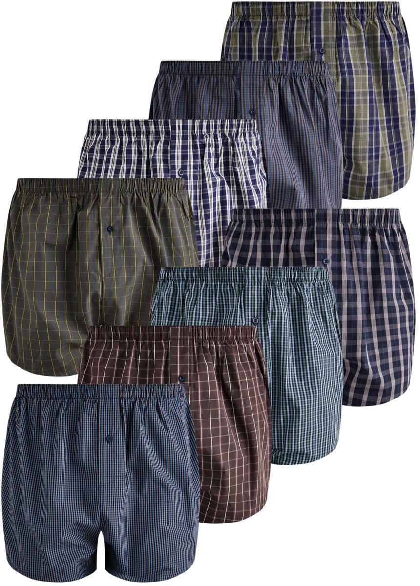 Next - Heren - Set van 8 geweven boxershorts - Blauw