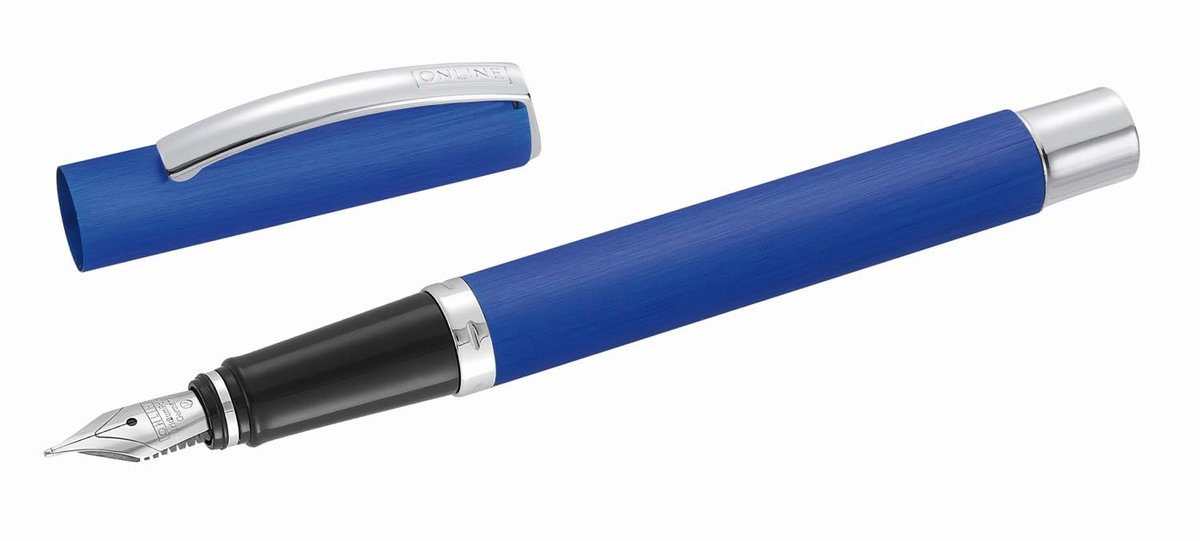 SnelShoppen - Vulpen Vision Blue Veer M Blauw - Luxe Schrijfwaar, Perfect voor School, Kantoor en Creatief Gebruik - Ergonomisch Ontwerp, Inktpatroon