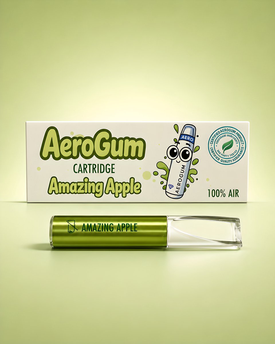AeroGum® Flavor Cartridge – Nicotinevrije Aroma Inhaler – Hulp bij Stoppen met Roken & Vapen – Amazing Apple Smaak – Geen Nicotine, Rook of Damp – Geen Batterij