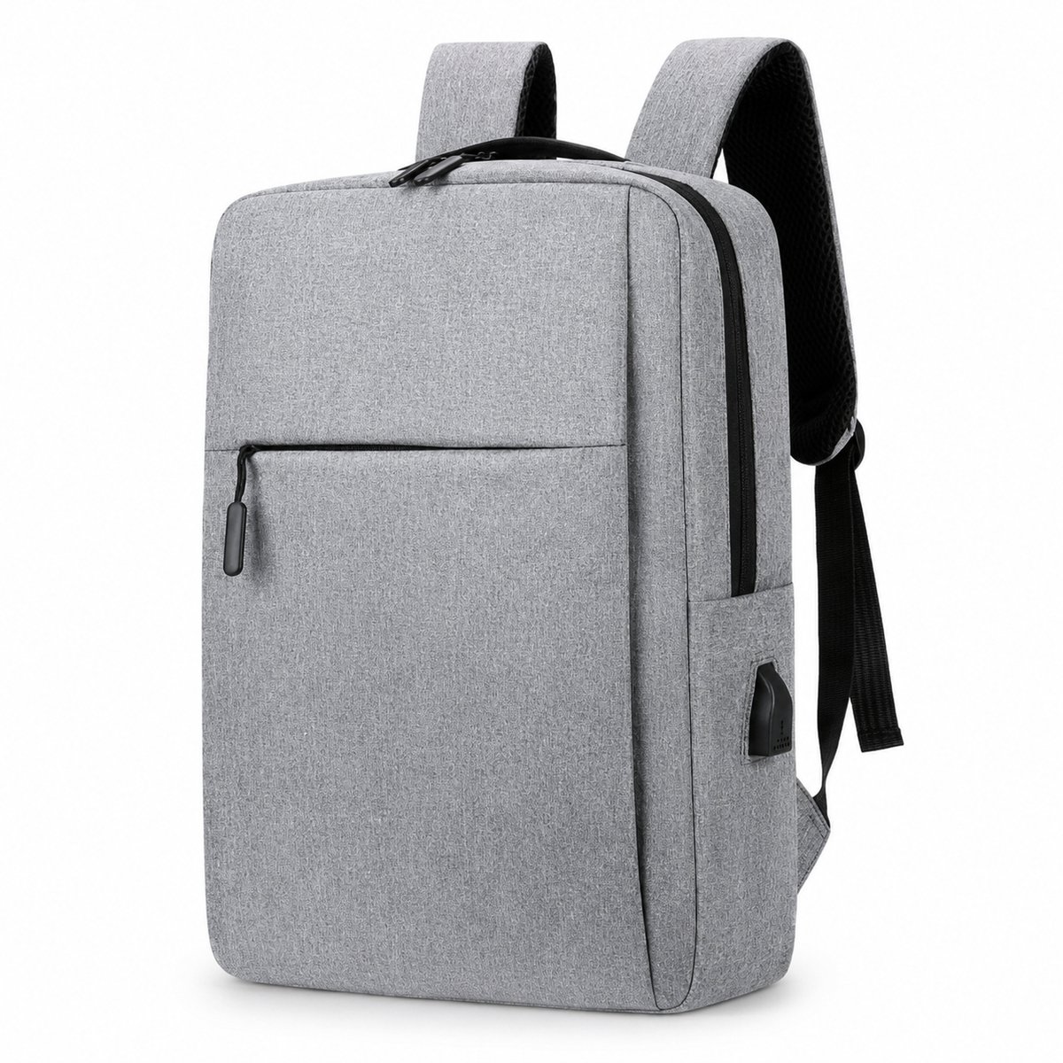VHV - Laptoprugzak - Zakelijke Rugzak met USB-Aansluiting en Gewatteerd Laptopvak - Meerdere Vakken voor Werk, Studie en Reizen - Grijs