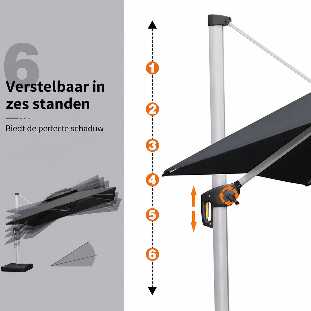 Purple Leaf Zweefparasol met dubbel dak 400x300 cm - Grijs