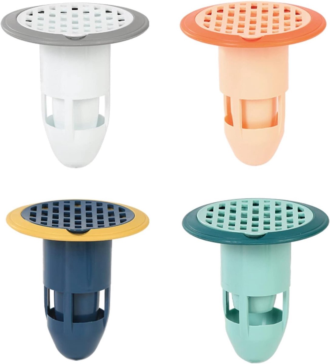 Set van 4 Antigeur Afvoerfilters van Silicoon - Universele Oplossing voor Badkamer, Keuken en Toilet, Voorkomt Verstoppingen en Geurtjes