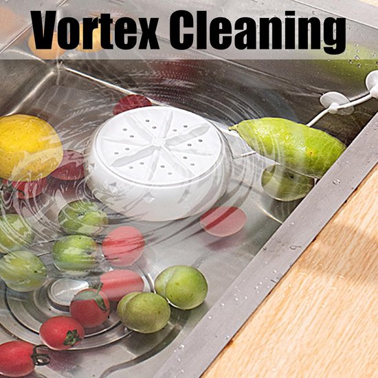 Moeiteloze Vortex Fruit- en Groentenwasser, Compact Aanrechtreiniger, Circulerend Water Spoelt Bessen, Groenten en Vlees, Stil, Draagbaar voor Appartementen, Caravans en Uitstapjes - wit — afbeelding 2