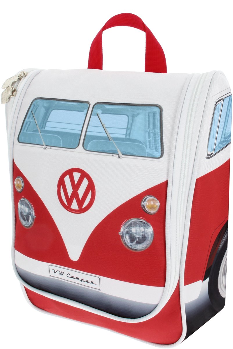 BRISA VW Collection - VW T1 Bulli-bus toilettas, badkamer-, reis- en wastas om op te hangen (unisex, topkwaliteit) - rood