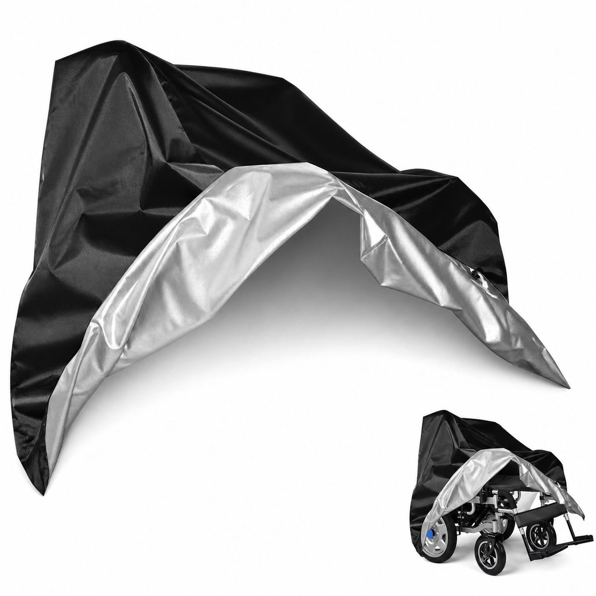 VHV - Rolstoelhoes 100 x 120 x 70 cm - Waterafstotende Stofhoes met Verstelbare Clips - Voor Rolstoel en Scootmobiel