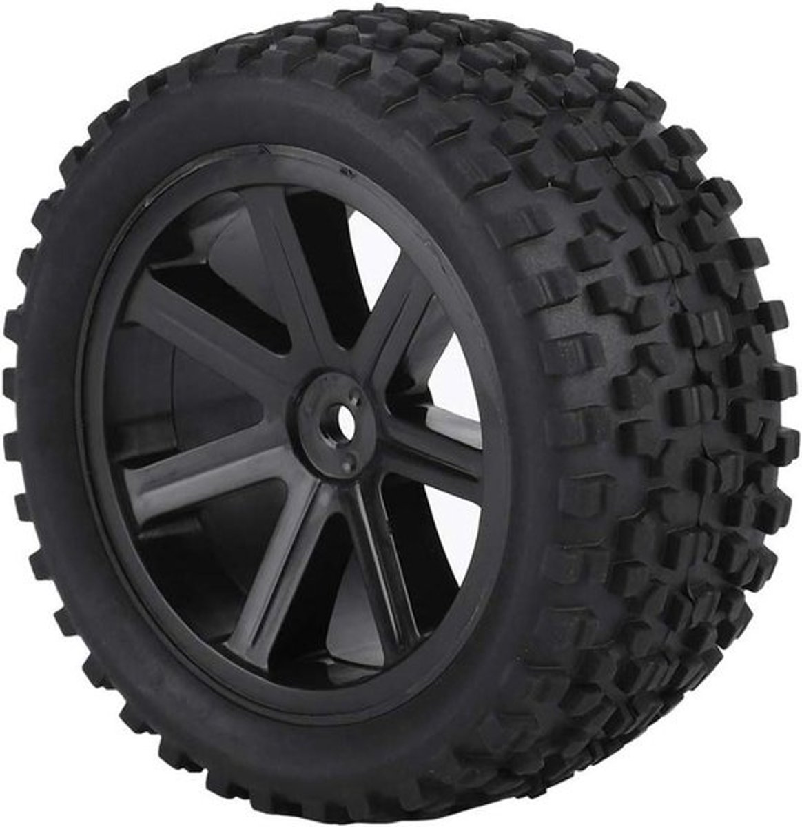 RC Truckbanden - Rubber Banden met Aluminium Velgen - Zwart Vierkant Patroon - 4 Stuks - Offroad Voertuig Toebehoren
